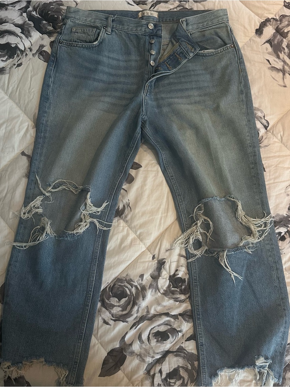 We The Free Light Blue Distressed Relaxed Jeans